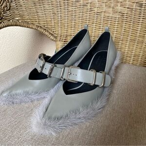 Gray Real Fur-Trimmed Women's Shoes